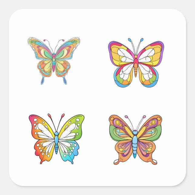 Butterfly Doodle Style Art 4 Pack Sticker (Vorderseite)