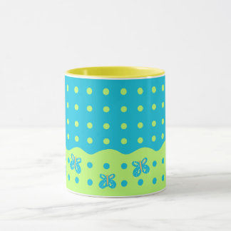 Butterfly & Dots Blue Green Tasse