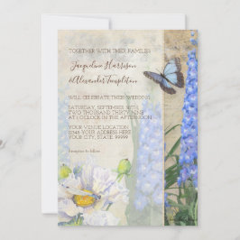 Butterfly Dragonfly Blue White Blume Hochzeit Einladung