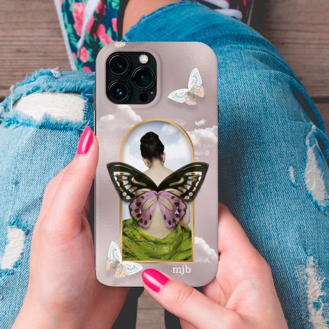 Butterfly Dream Fantasy Collage mit Monogramm Case-Mate iPhone Hülle (Von Creator hochgeladen)