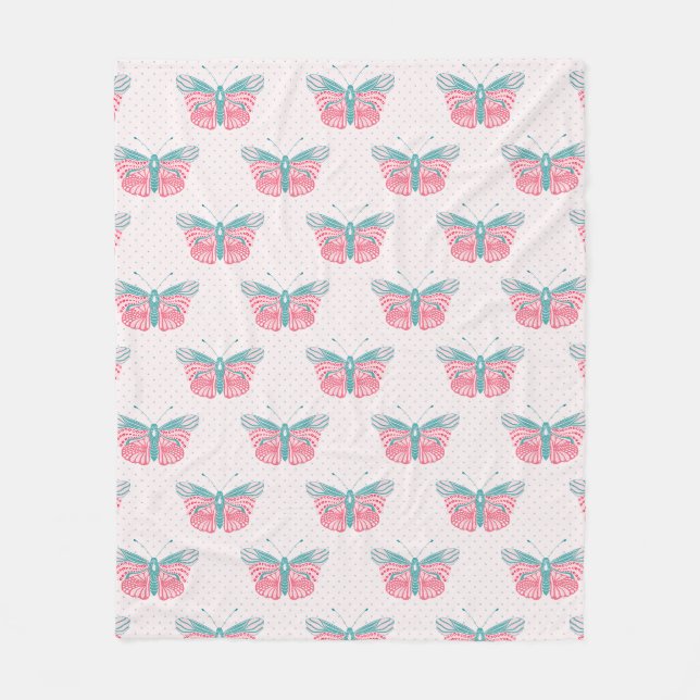 Butterfly Dreams Aquamarin Pink Girl Fleecedecke (Vorderseite)
