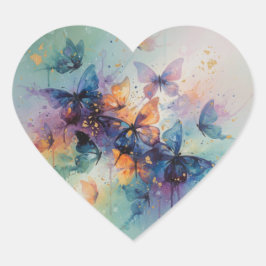 Butterfly Dreams in Bloom Herz-Aufkleber