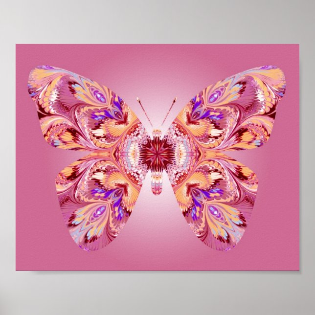 Butterfly Dreams Print Pink and Orange Poster (Vorne)
