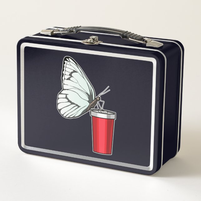 Butterfly Drink Tasse Metall Brotdose (Vorderseite)