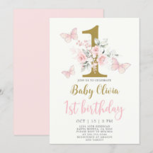 Butterfly Einladung zum 1. Geburtstag