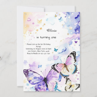 Butterfly Einladung zum ersten Geburtstag