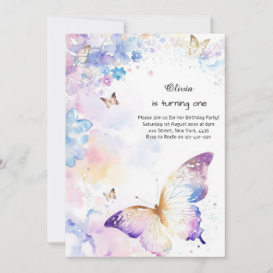 Butterfly Einladung zum ersten Geburtstag