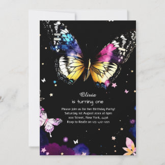 Butterfly Einladung zum ersten Geburtstag