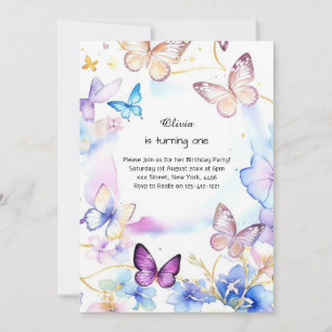 Butterfly Einladung zum ersten Geburtstag