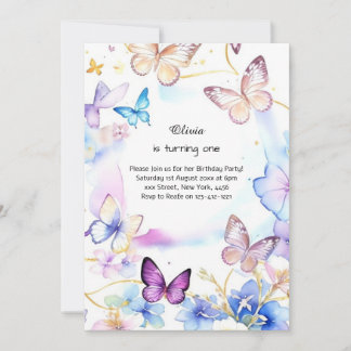 Butterfly Einladung zum ersten Geburtstag
