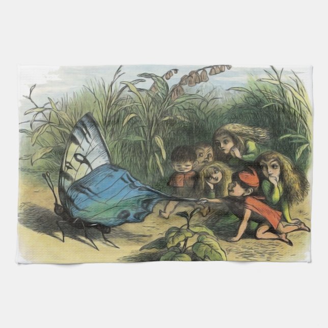 Butterfly Elf Artwork Niedlich Elves Schmetterling Geschirrtuch (Horizontal)