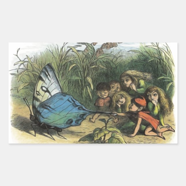 Butterfly Elf Artwork Niedlich Elves Schmetterling Rechteckiger Aufkleber (Vorderseite)