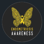 Butterfly-Endometriose-Aufklärung Monat Runder Aufkleber<br><div class="desc">Endometriose-Bewusstsein Monat Enddatum Unterstützungsband</div>