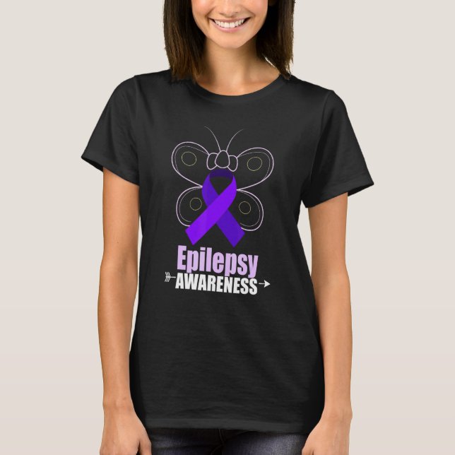 Butterfly Epilepsie Ribbon Epilepsy Disease Awaren T-Shirt (Vorderseite)