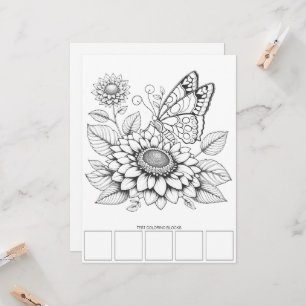 Butterfly Erwachsene Farbkarte Kunsttherapie Einladung