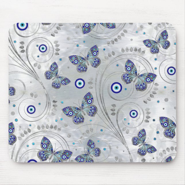 Butterfly Evil Eye Pattern auf Perle Mousepad (Vorne)