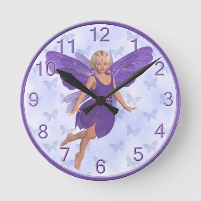 Butterfly Fairy Clock Runde Wanduhr (Vorderseite)