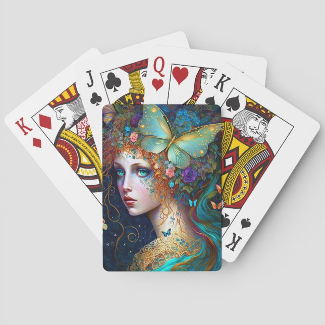 Butterfly Fairy Elf Lady Fantasy Art Spielkarten (Rückseite)