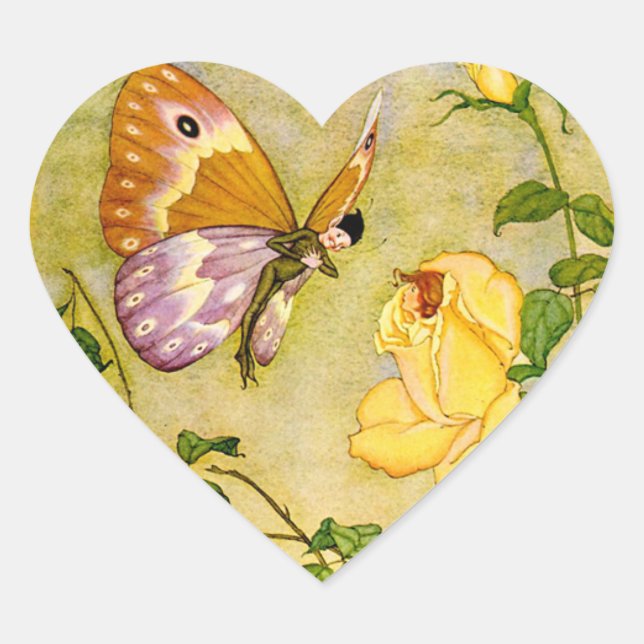 Butterfly Fairy Herz-Aufkleber (Vorderseite)