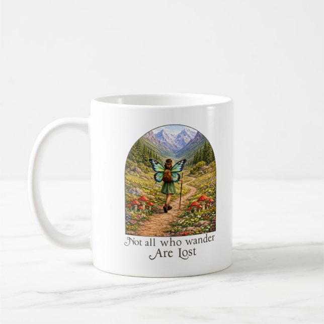 Butterfly Fairy Mountain Hiker | Fairycore Flower Kaffeetasse (Links)