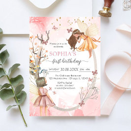 Butterfly Fairy Pink Girl Birthday Invitation Einladung