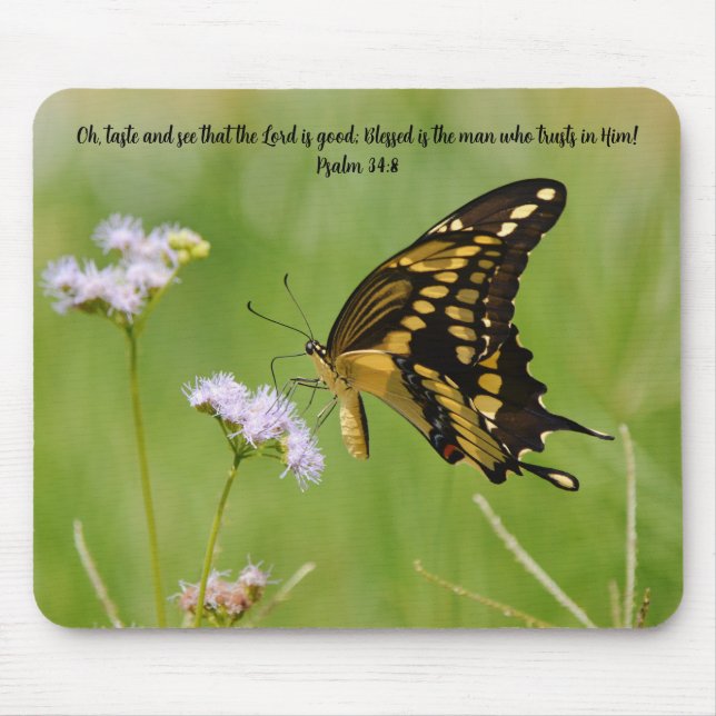 Butterfly Faith Bible Verse Nature Mouse Pad Mousepad (Vorne)