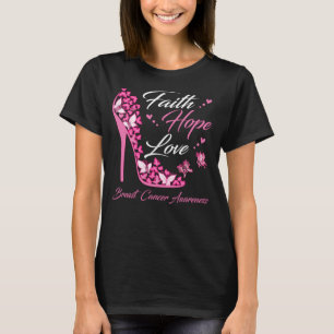 Butterfly Faith Hope Liebe Brustkrebs Krieger T-Shirt