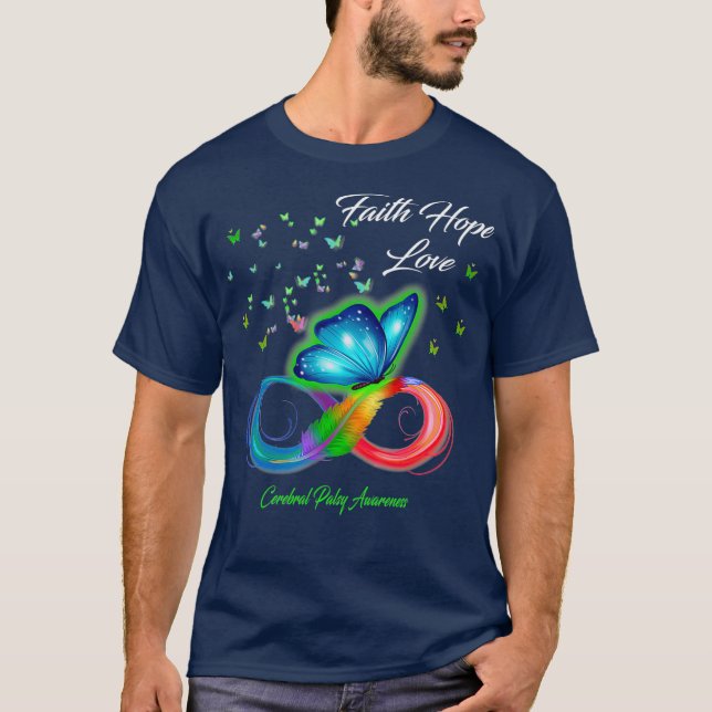 Butterfly Faith Hope Liebe Cerebral Palsy T-Shirt (Vorderseite)