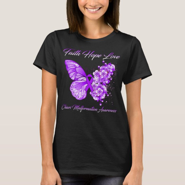 Butterfly Faith Hope Liebe Chiari Malformation T-Shirt (Vorderseite)