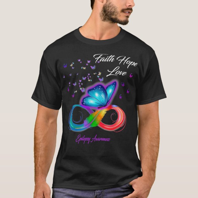 Butterfly Faith Hope Liebe Epilepsy Bewusstsein T-Shirt (Vorderseite)