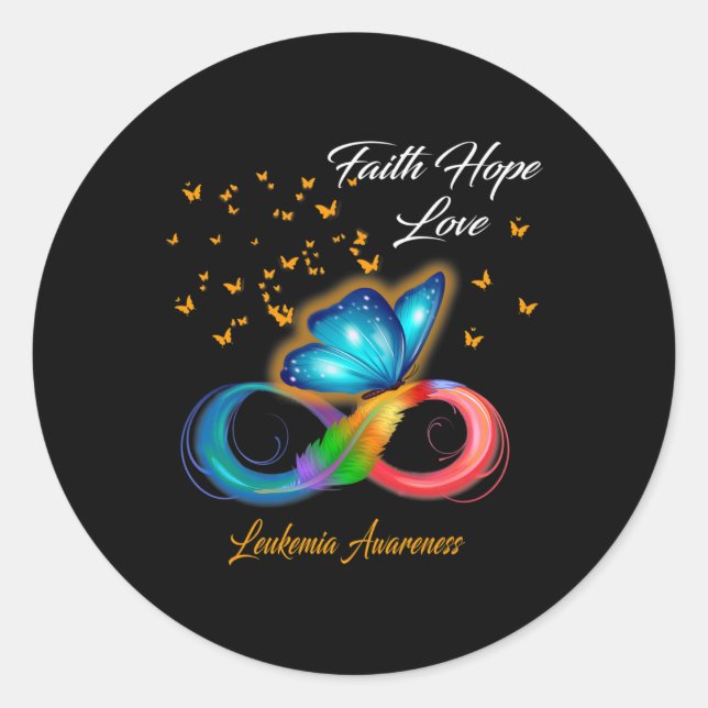 Butterfly Faith Hope Liebe Leukämie Bewusstsein Runder Aufkleber (Vorderseite)