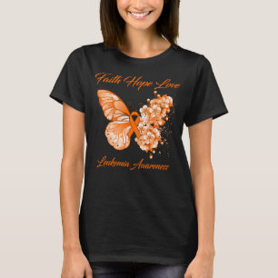 Butterfly Faith Hope Liebe Leukämie Bewusstsein T-Shirt