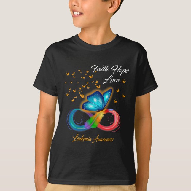 Butterfly Faith Hope Liebe Leukämie Bewusstsein T-Shirt (Vorderseite)