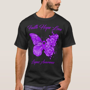Butterfly Faith Hope Liebe Lupus Bewusstsein T-Shirt