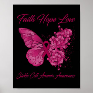Butterfly Faith Hope Liebe Sickle Cell Anämia Awar Poster