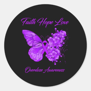 Butterfly Faith Hope Liebe Überdosierung Bewusstse Runder Aufkleber