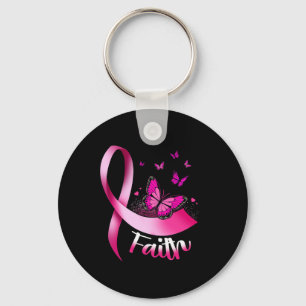 Butterfly Faith Pink Ribbon Krebs Brustwarenen Schlüsselanhänger