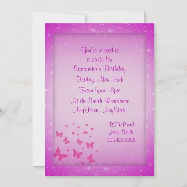 Butterfly Fantasy-Einladungen Einladung (Vorderseite)