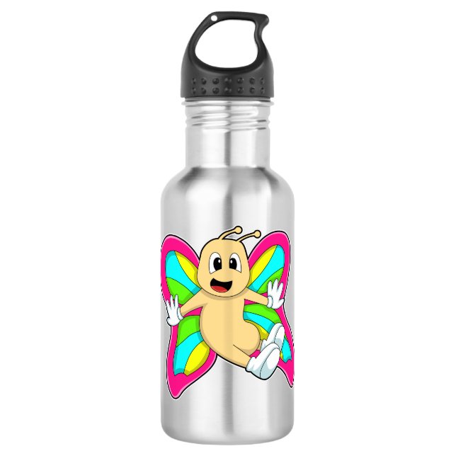 Butterfly farbig edelstahlflasche (Vorderseite)