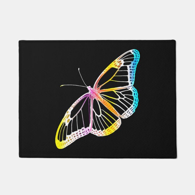 Butterfly-farbiger Monarchen-Regenbogen Zeichnend Fußmatte (Vorderseite)