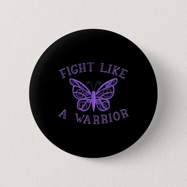 Butterfly Fibro Migraine Lupus Krieger Bewusstsein Button (Vorderseite)