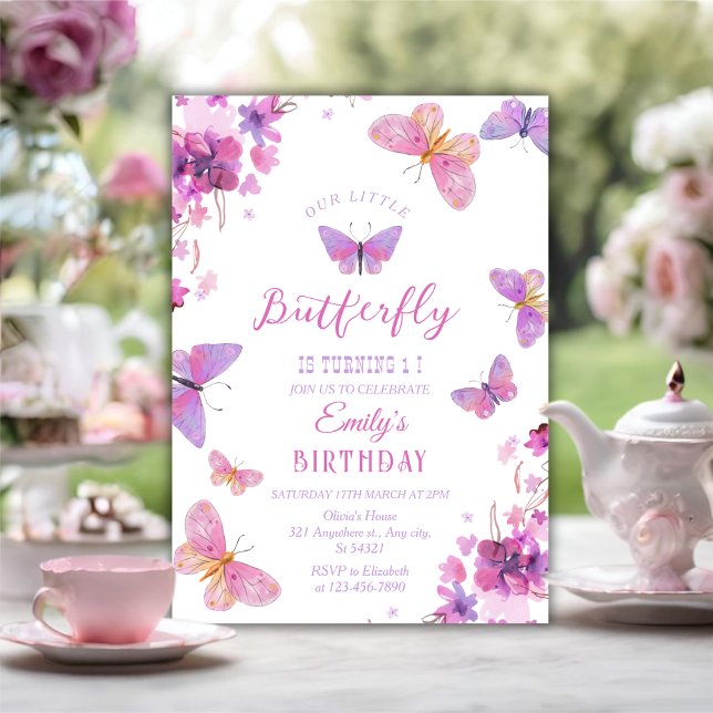 Butterfly First Birthday Einladung (Von Creator hochgeladen)