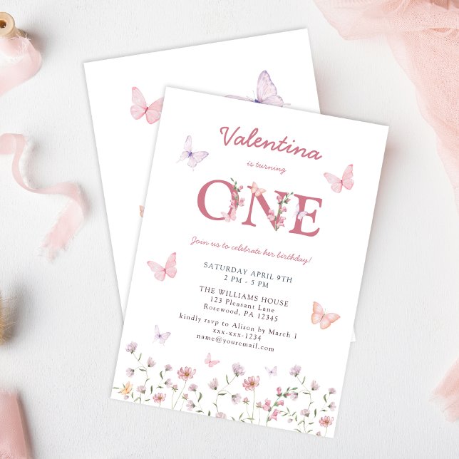 Butterfly First Geburtstag Einladung (Von Creator hochgeladen)