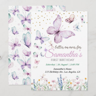 Butterfly First Geburtstag Einladung