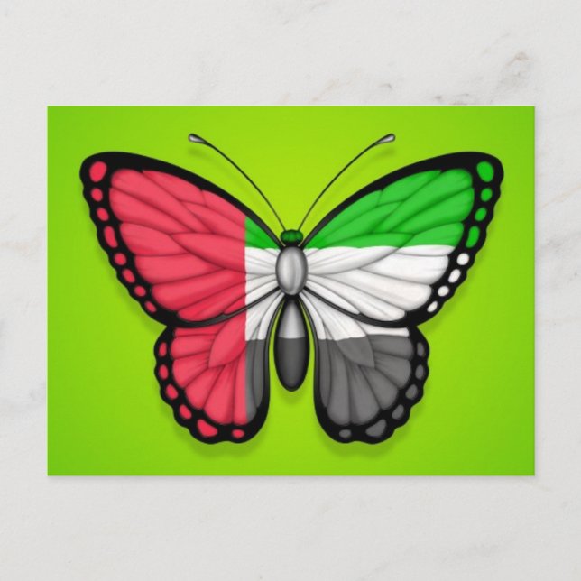 Butterfly-Flagge der Vereinigten Arabischen Emirat Postkarte (Vorderseite)
