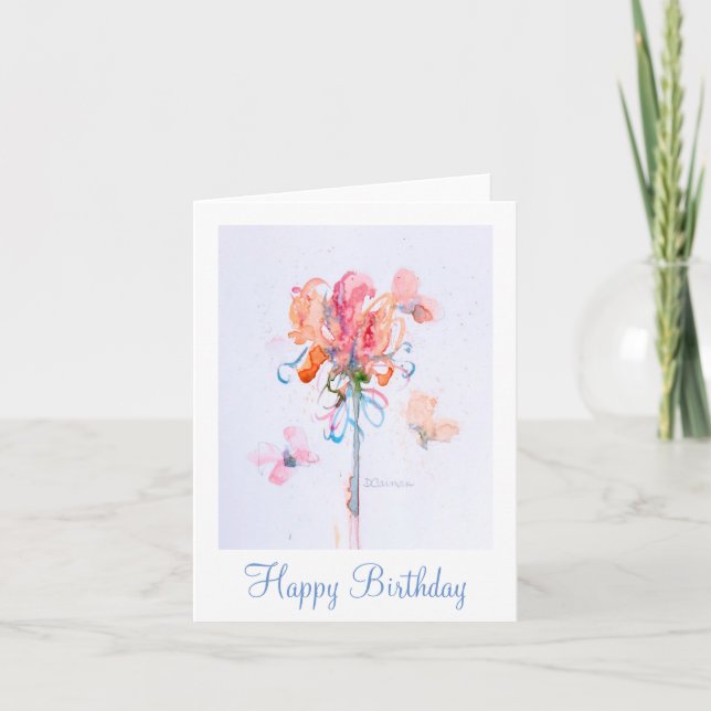 Butterfly Fleur Birthday Card Karte (Vorderseite)