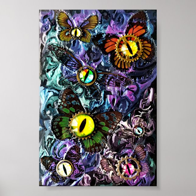 Butterfly-Flieger mit Uhrwerk Druckplakat Poster (Vorne)