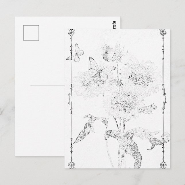 BUTTERFLY FLORAL | Angebrachte Postkarten© Postkar Postkarte (Vorne/Hinten)