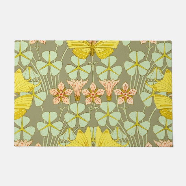 Butterfly Floral botanisch farbig Fußmatte (Vorderseite)