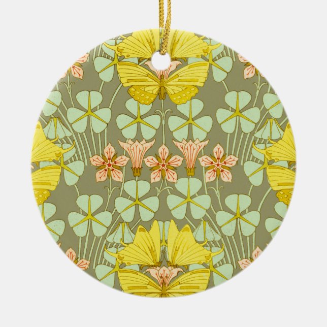 Butterfly Floral botanisch farbig Keramik Ornament (Vorne)